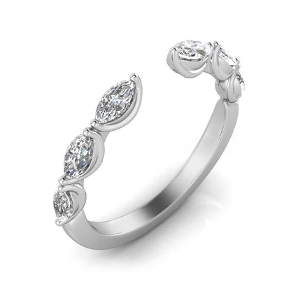 Adamante 1/2 ct. tw. Lab-Grown Marquise Diamond Open Ring in 14K White Gold front view