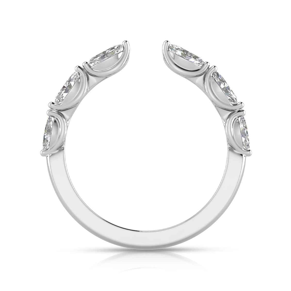 Adamante 1/2 ct. tw. Lab-Grown Marquise Diamond Open Ring in 14K White Gold close-up detail