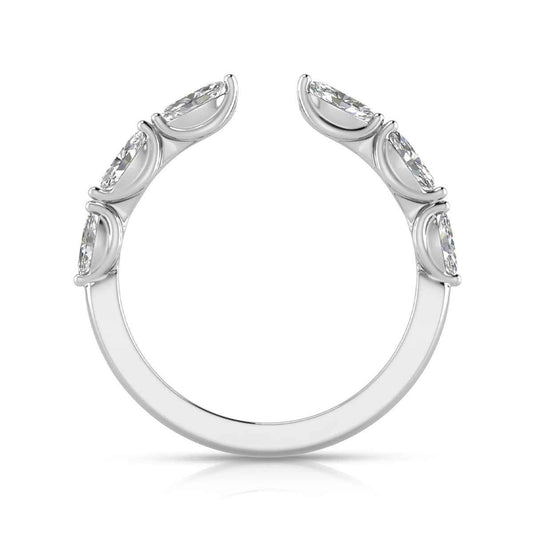 Adamante 1/2 ct. tw. Lab-Grown Marquise Diamond Open Ring in 14K White Gold close-up detail