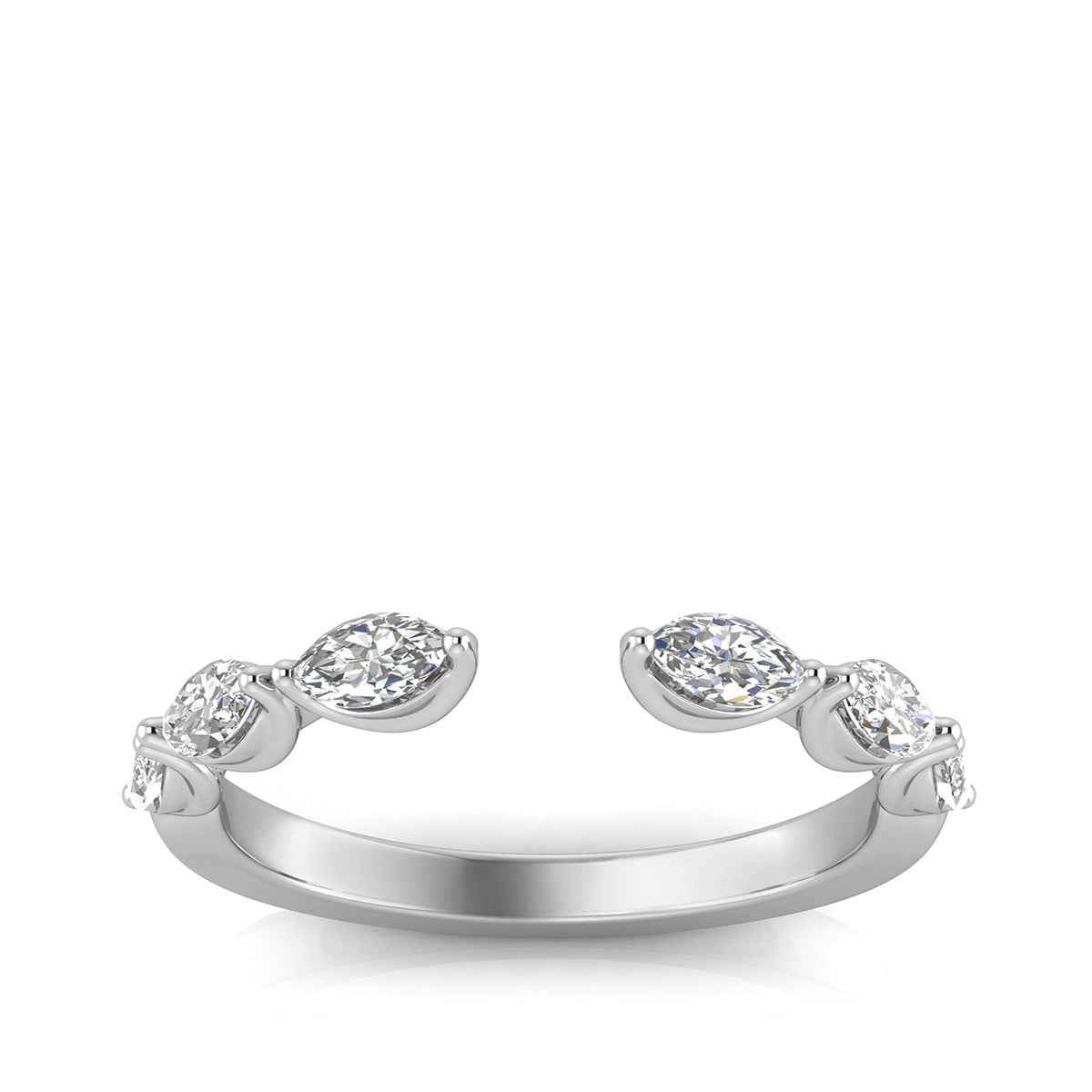 Adamante 1/2 ct. tw. Lab-Grown Marquise Diamond Open Ring in 14K White Gold