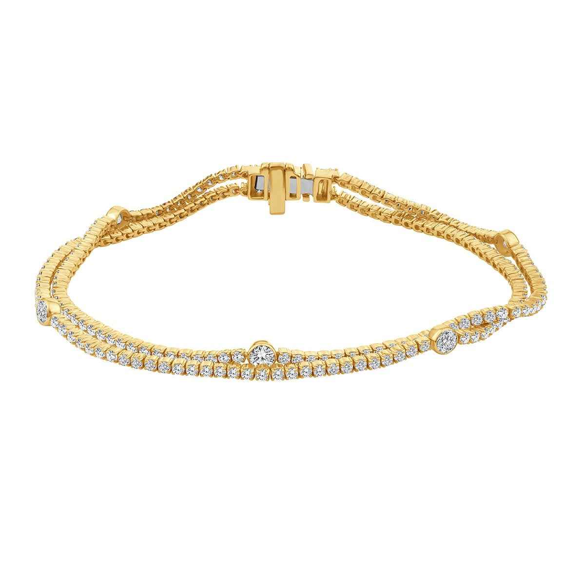 Adamante 4 ct. tw. Lab-Grown Diamond Double Row Tennis Bracelet in 10K Yellow Gold