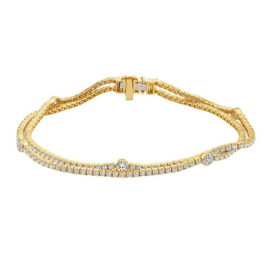 Adamante 4 ct. tw. Lab-Grown Diamond Double Row Tennis Bracelet in 10K Yellow Gold