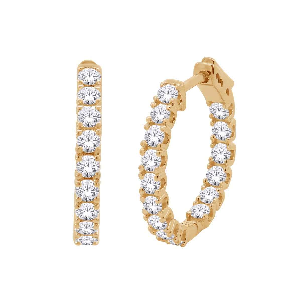 Adamante 5 ct. tw. Lab-Grown Diamond Inside Out Hoop Earrings in 10K Yellow Gold