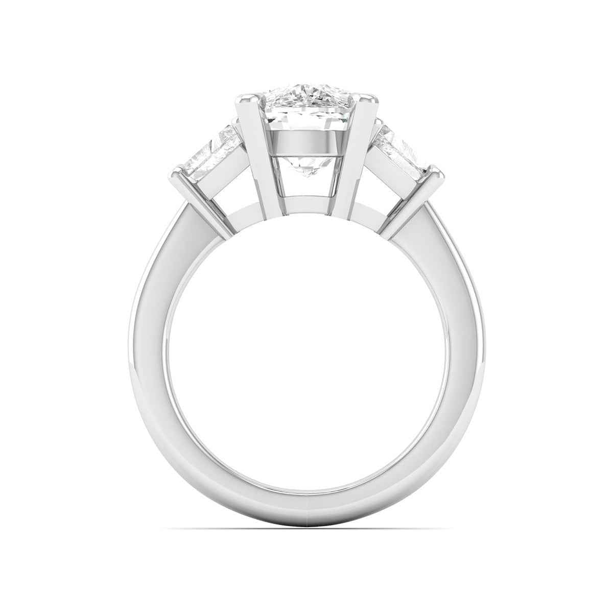 Adamante 5 ct. tw. Lab-Grown Cushion & Trapezoid Diamond Engagement Ring in 14K White Gold close-up detail