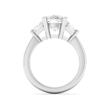 Adamante 5 ct. tw. Lab-Grown Cushion & Trapezoid Diamond Engagement Ring in 14K White Gold close-up detail