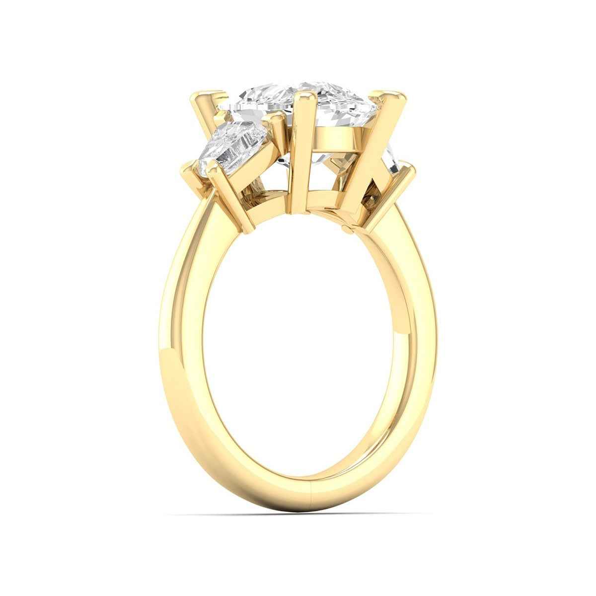 Adamante 5 ct. tw. Lab-Grown Cushion & Trapezoid Diamond Engagement Ring in 14K Yellow Gold front view