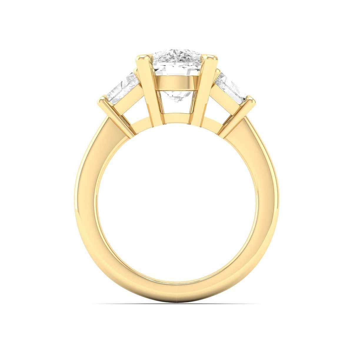 Adamante 5 ct. tw. Lab-Grown Cushion & Trapezoid Diamond Engagement Ring in 14K Yellow Gold close-up detail