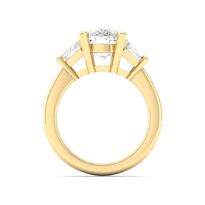 Adamante 5 ct. tw. Lab-Grown Cushion & Trapezoid Diamond Engagement Ring in 14K Yellow Gold close-up detail