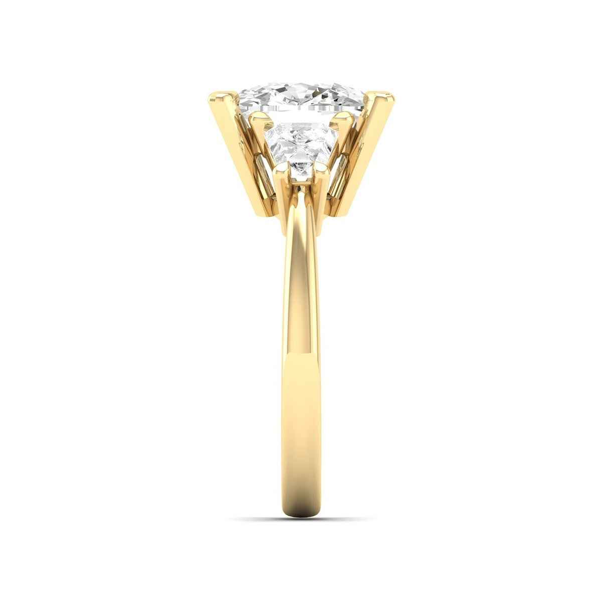 Adamante 5 ct. tw. Lab-Grown Cushion & Trapezoid Diamond Engagement Ring in 14K Yellow Gold side profile