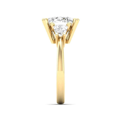 Adamante 5 ct. tw. Lab-Grown Cushion & Trapezoid Diamond Engagement Ring in 14K Yellow Gold side profile
