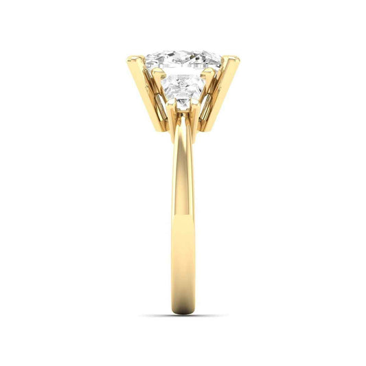 Adamante 5 ct. tw. Lab-Grown Cushion & Trapezoid Diamond Engagement Ring in 14K Yellow Gold side profile