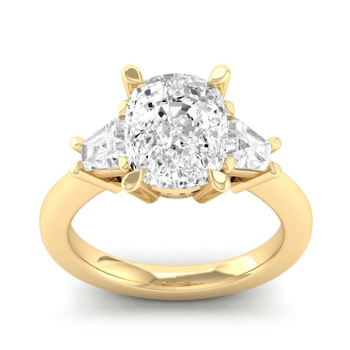 Adamante 5 ct. tw. Lab-Grown Cushion & Trapezoid Diamond Engagement Ring in 14K Yellow Gold