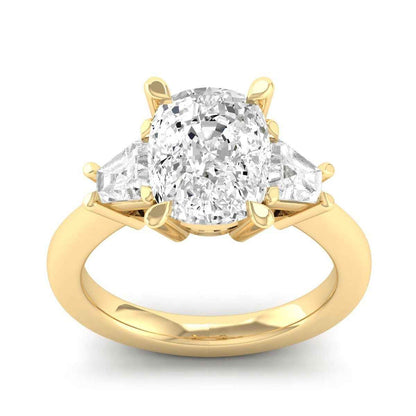 Adamante 5 ct. tw. Lab-Grown Cushion & Trapezoid Diamond Engagement Ring in 14K Yellow Gold