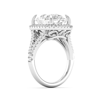Adamante 4-1/2 ct. tw. Lab-Grown Cushion Diamond Halo Split Shank Engagement Ring in 14K White Gold front view