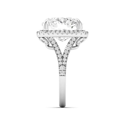 Adamante 4-1/2 ct. tw. Lab-Grown Cushion Diamond Halo Split Shank Engagement Ring in 14K White Gold side profile