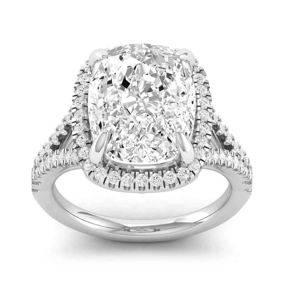 Adamante 4-1/2 ct. tw. Lab-Grown Cushion Diamond Halo Split Shank Engagement Ring in 14K White Gold
