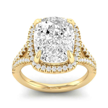 Adamante 4-1/2 ct. tw. Lab-Grown Cushion Diamond Halo Split Shank Engagement Ring in 14K Yellow Gold