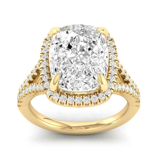 Adamante 4-1/2 ct. tw. Lab-Grown Cushion Diamond Halo Split Shank Engagement Ring in 14K Yellow Gold