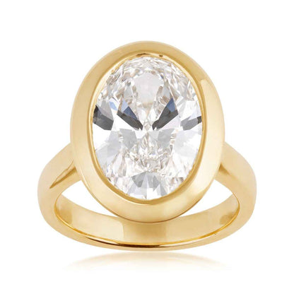 Adamante 5-1/3 ct. tw. Lab-Grown Oval Diamond Bezel Set Solitaire Engagement Ring in 14K Yellow Gold
