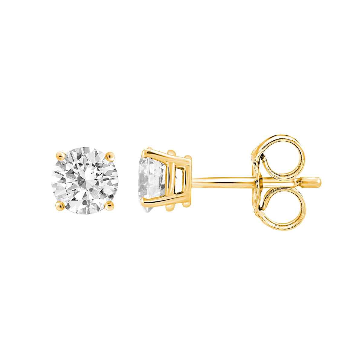 2 ct. tw. Round Brilliant Diamond Solitaire Earrings in 14K Yellow Gold (2)