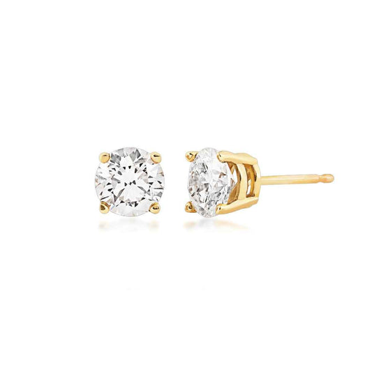 1-3/8 ct. tw. Round Brilliant Diamond Solitaire Earrings in 14K Yellow Gold