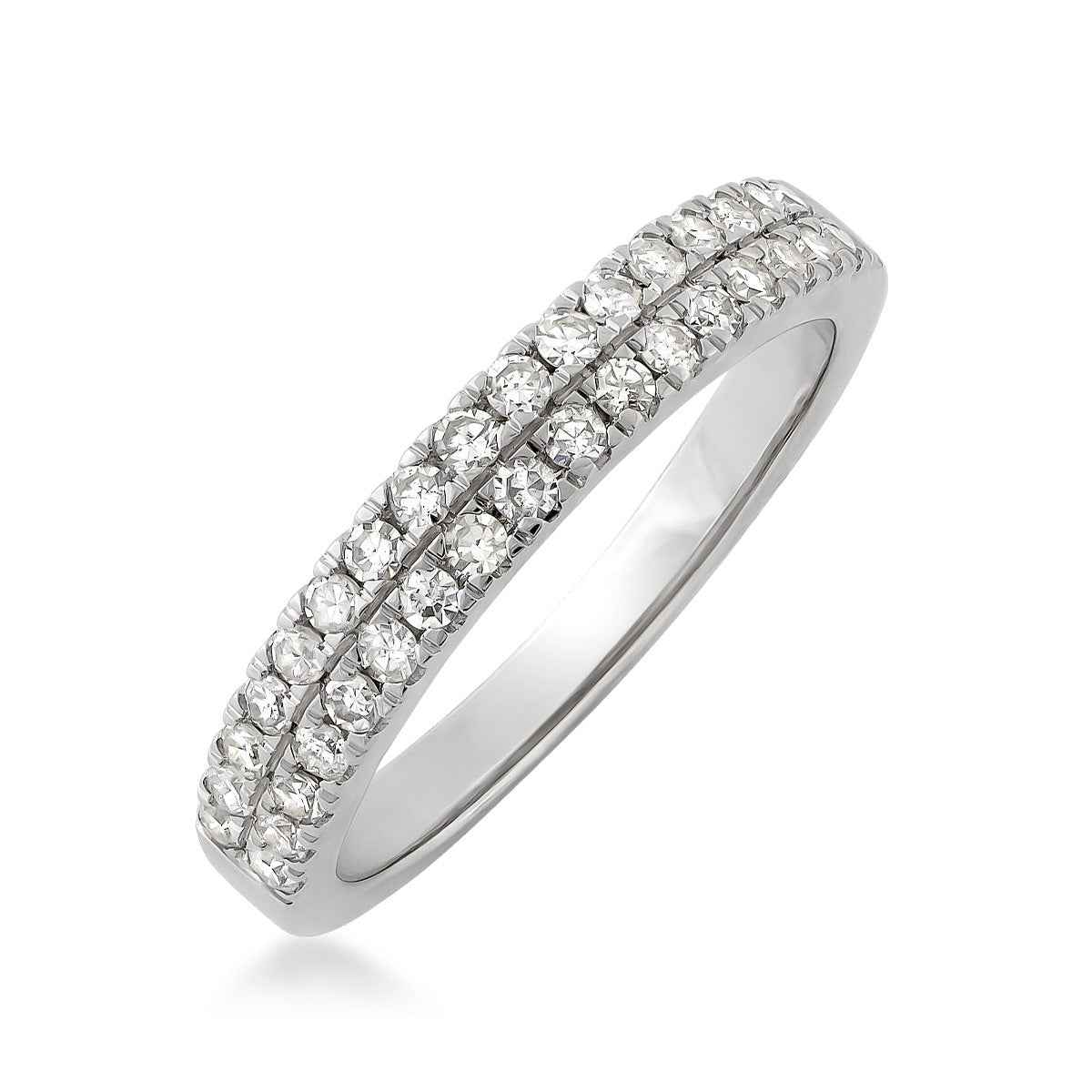 1/2 ct. tw. Diamond Double Row Anniversary Ring in 10K White Gold front view (2)