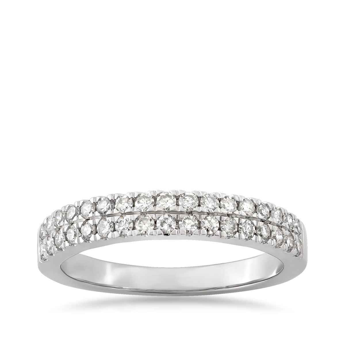 1/2 ct. tw. Diamond Double Row Anniversary Ring in 10K White Gold (2)