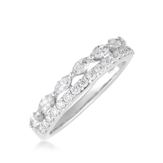 Adamante 3/4 ct. tw. Lab-Grown Round & Marquise Diamond Ring in 10K White Gold front view
