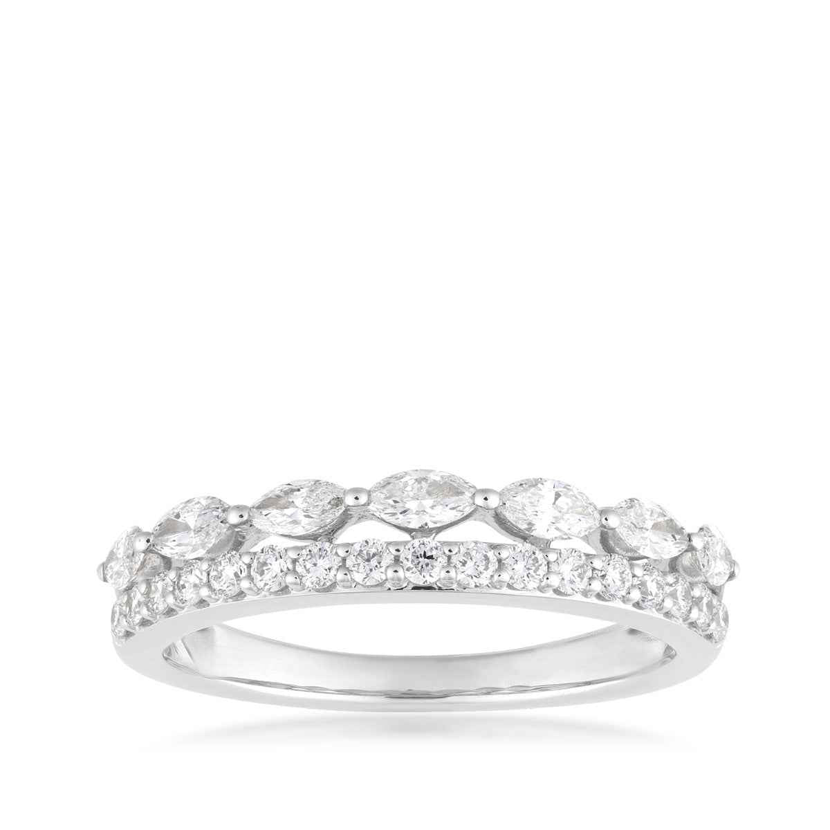 Adamante 3/4 ct. tw. Lab-Grown Round & Marquise Diamond Ring in 10K White Gold