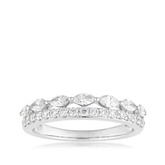 Adamante 3/4 ct. tw. Lab-Grown Round & Marquise Diamond Ring in 10K White Gold