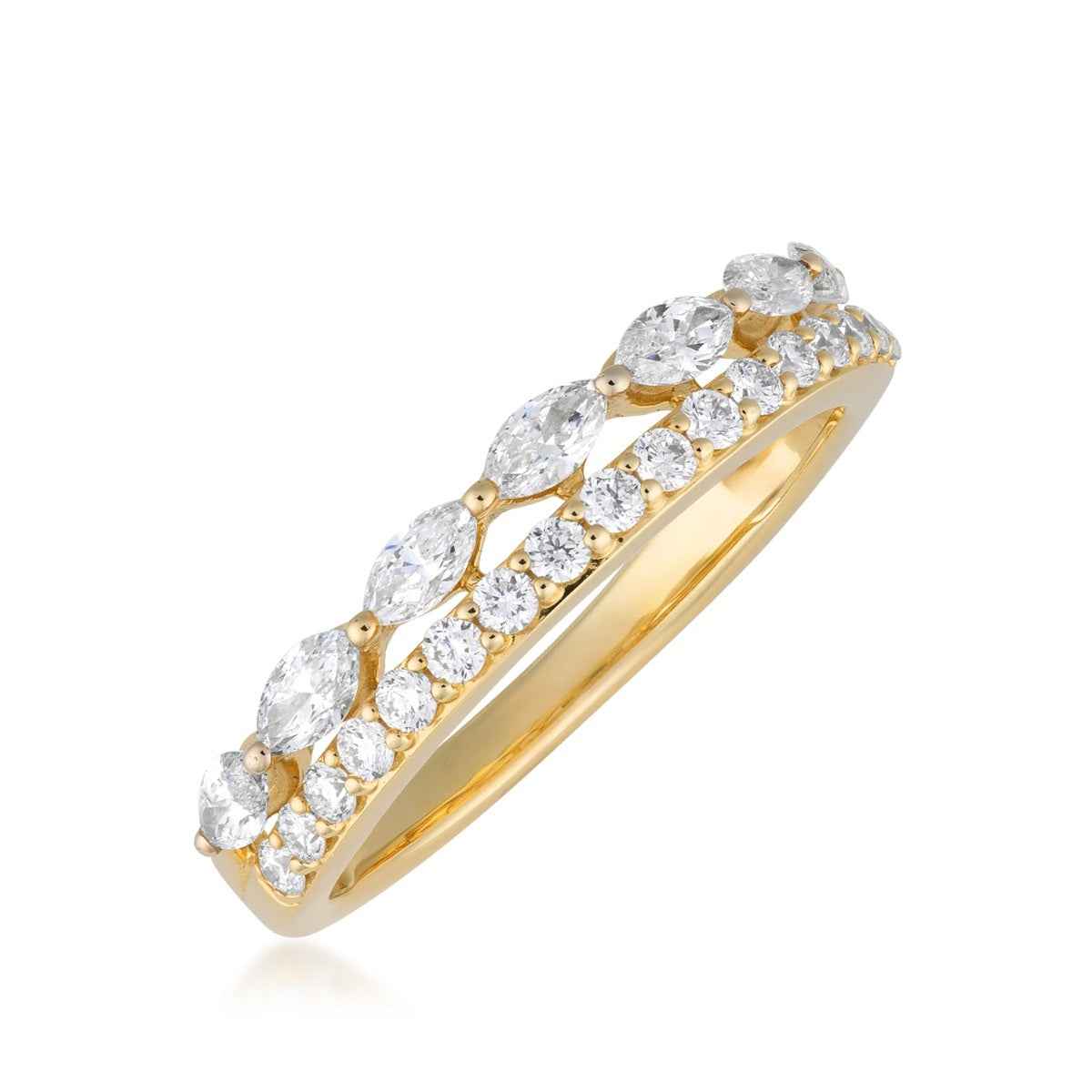 Adamante 3/4 ct. tw. Lab-Grown Round & Marquise Diamond Ring in 10K Yellow Gold front view