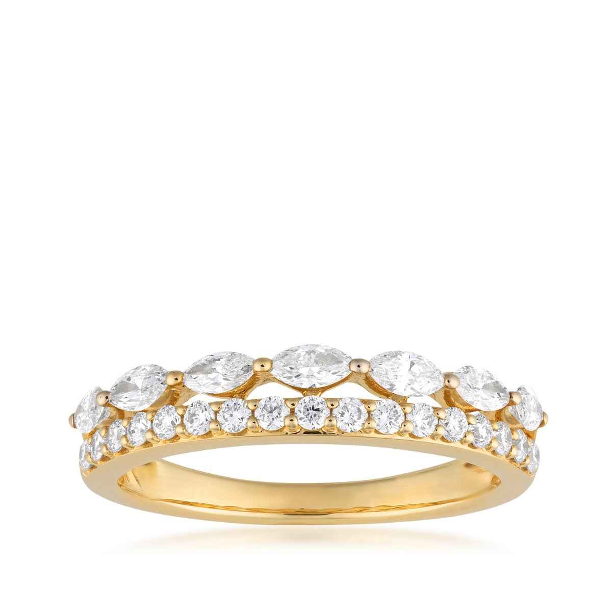 Adamante 3/4 ct. tw. Lab-Grown Round & Marquise Diamond Ring in 10K Yellow Gold