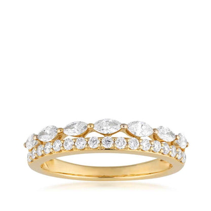 Adamante 3/4 ct. tw. Lab-Grown Round & Marquise Diamond Ring in 10K Yellow Gold