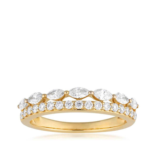 Adamante 3/4 ct. tw. Lab-Grown Round & Marquise Diamond Ring in 10K Yellow Gold