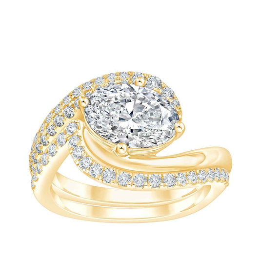 Adamante 2-1/2 ct. tw. Lab-Grown Oval Diamond Swirl Engagement Ring in 14K Yellow Gold