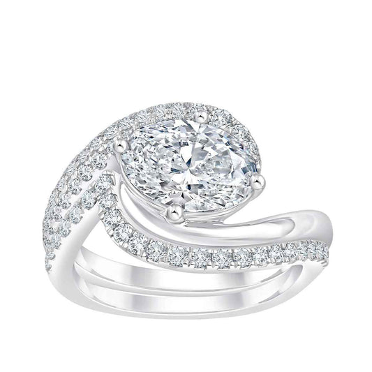 Adamante 2-1/2 ct. tw. Lab-Grown Oval Diamond Swirl Engagement Ring in 14K White Gold