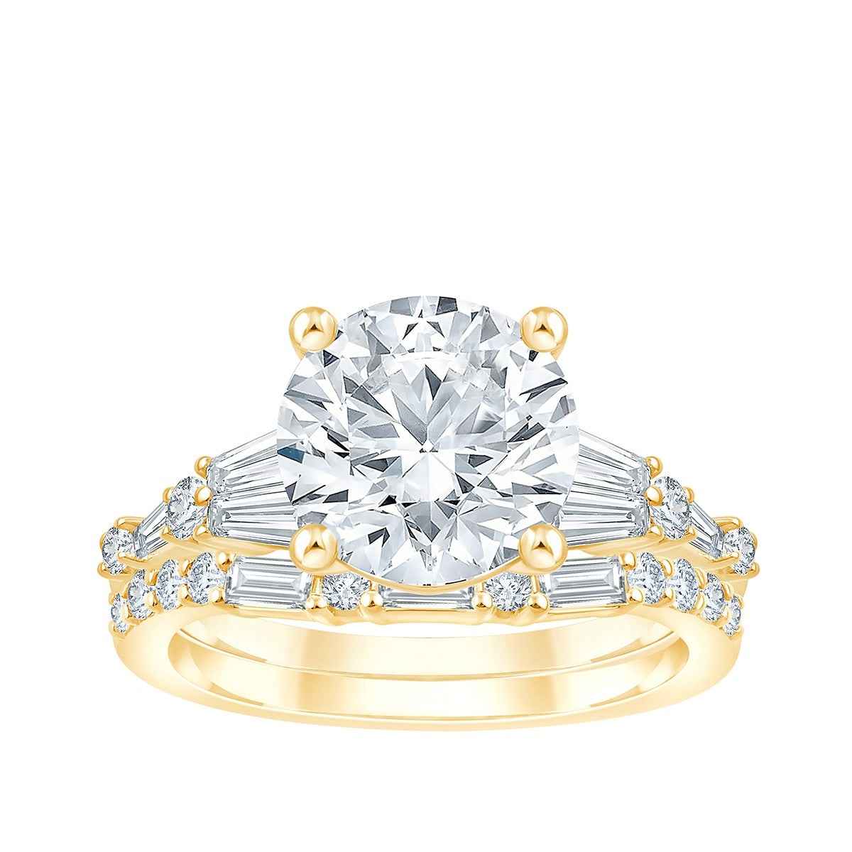 Adamante 4 ct. tw. Lab-Grown Round & Baguette Diamond Wedding Set in 14K Yellow Gold