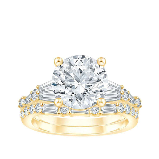 Adamante 4 ct. tw. Lab-Grown Round & Baguette Diamond Wedding Set in 14K Yellow Gold