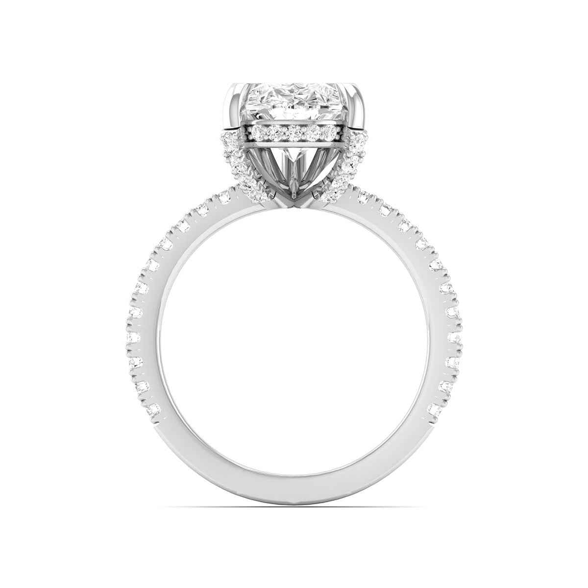 Adamante 3-1/2 ct. tw. Lab-Grown Pear Diamond Hidden Halo Engagement Ring in 14K White Gold close-up detail