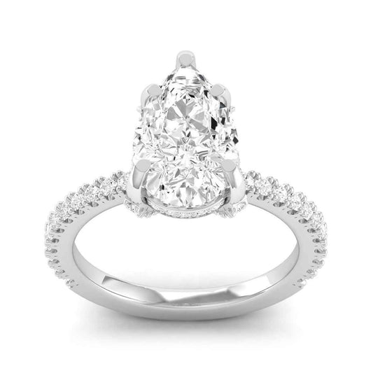 Adamante 3-1/2 ct. tw. Lab-Grown Pear Diamond Hidden Halo Engagement Ring in 14K White Gold
