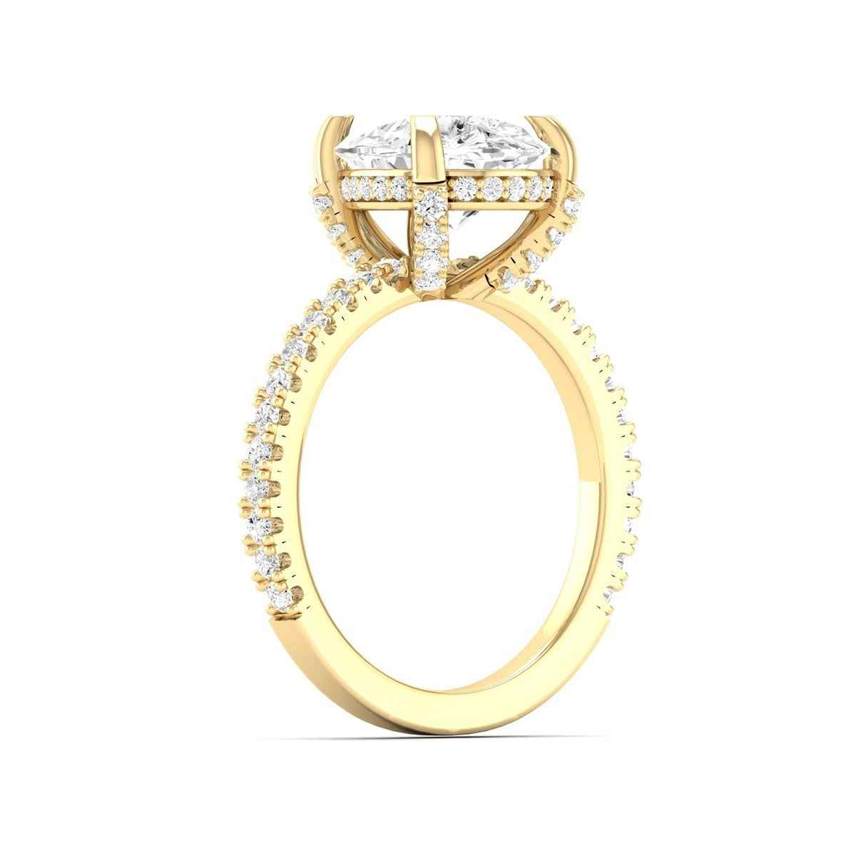 Adamante 3-1/2 ct. tw. Lab-Grown Pear Diamond Hidden Halo Engagement Ring in 14K Yellow Gold front view
