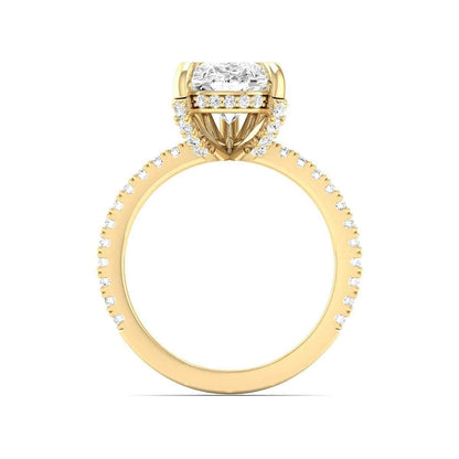 Adamante 3-1/2 ct. tw. Lab-Grown Pear Diamond Hidden Halo Engagement Ring in 14K Yellow Gold close-up detail