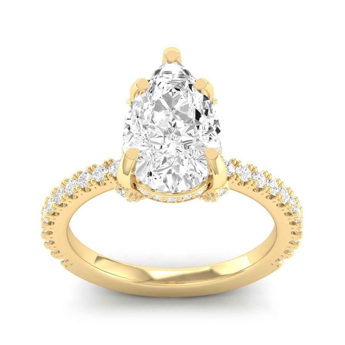 Adamante 3-1/2 ct. tw. Lab-Grown Pear Diamond Hidden Halo Engagement Ring in 14K Yellow Gold