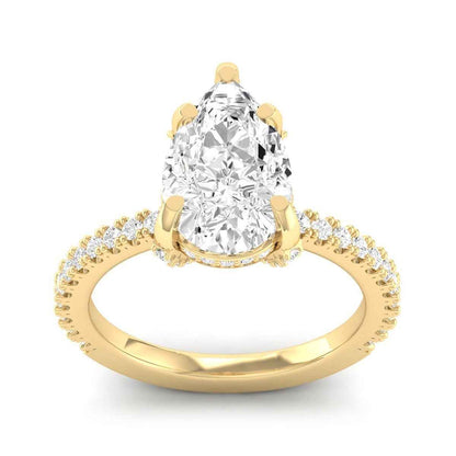 Adamante 3-1/2 ct. tw. Lab-Grown Pear Diamond Hidden Halo Engagement Ring in 14K Yellow Gold