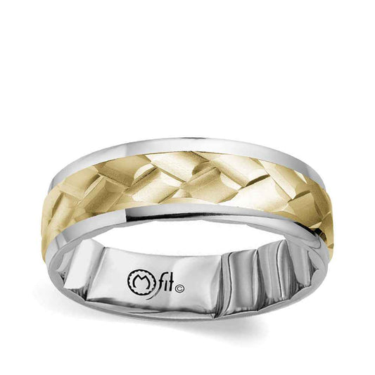 MFIT Men's 6.5mm Braided Center Wedding Ring in 10K Yellow & White Gold
