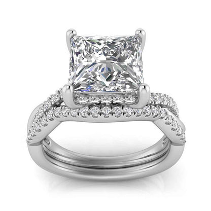 Adamante 2-9/10 ct. tw. Lab-Grown Princess Cut Diamond Hidden Halo Twist Wedding Set in 14K White Gold