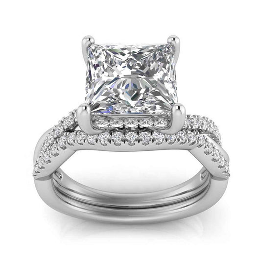 Adamante 2-9/10 ct. tw. Lab-Grown Princess Cut Diamond Hidden Halo Twist Wedding Set in 14K White Gold