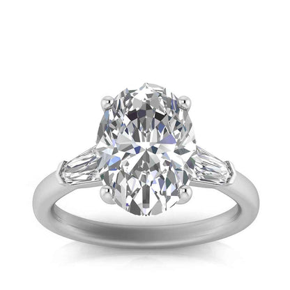 Adamante 3-1/2 ct. tw. Lab-Grown Oval & Baguette Diamond Engagement Ring in 14K White Gold