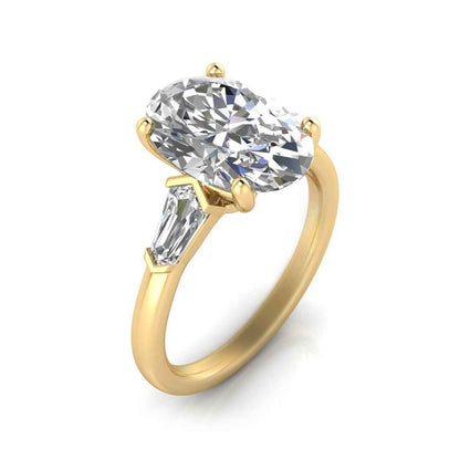 Adamante 3-1/2 ct. tw. Lab-Grown Oval & Baguette Diamond Engagement Ring in 14K Yellow Gold front view