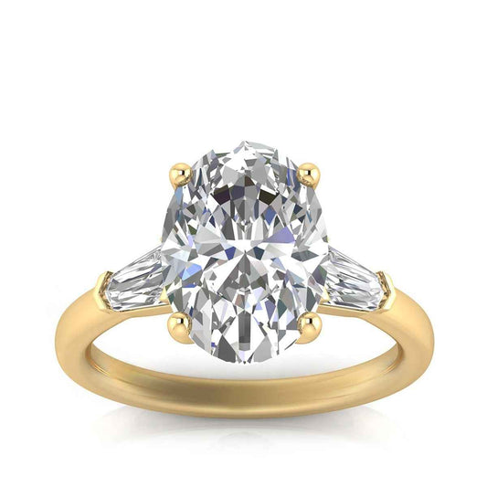 Adamante 3-1/2 ct. tw. Lab-Grown Oval & Baguette Diamond Engagement Ring in 14K Yellow Gold